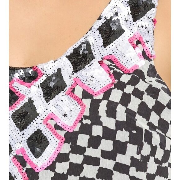 Mara Hoffman Chiffon Checkers Sequin Front Tank - Picture 3 of 3